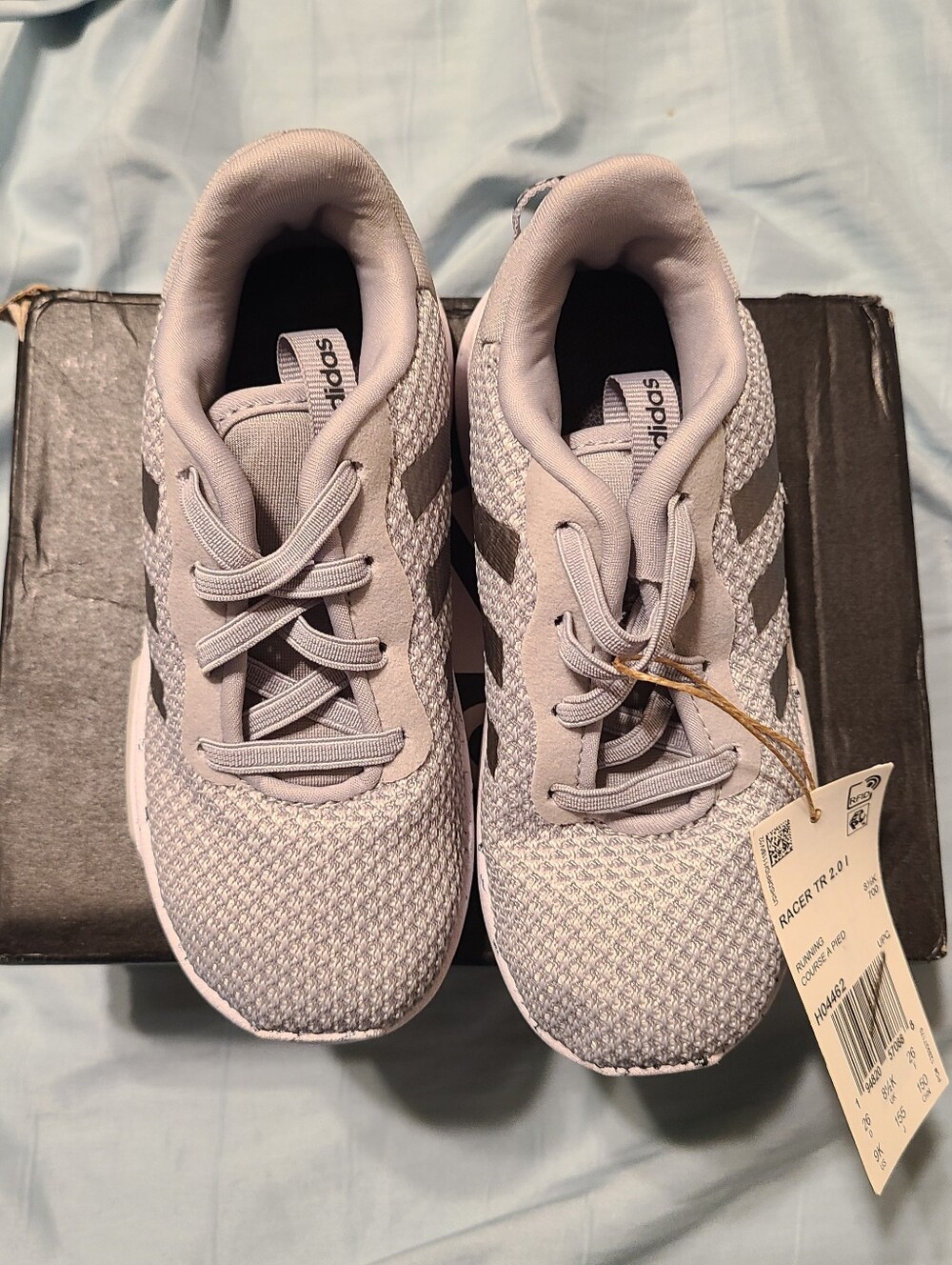 adidas Kids Light Gray Racer-Style Knit Sneakers